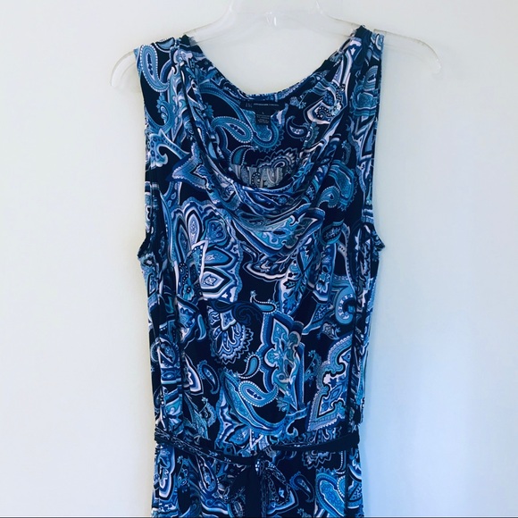 INC Blue Paisley Cowl Neck Sleeveless Dress - Picture 2 of 8